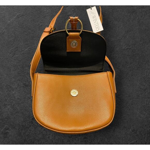 JJ Winters Ivy Versatile Crossbody Buttery Soft Genuine Leather Tan Handbag Bag - Picture 2 of 5